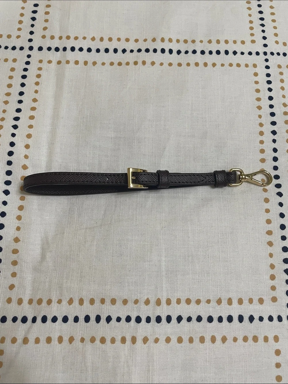 Prada burgundy Leather Wristlet Strap with Gold Hardware